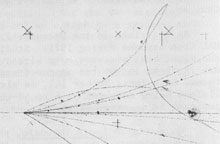 One of the first photographs taken with the 30-inch Bubble Chamber
