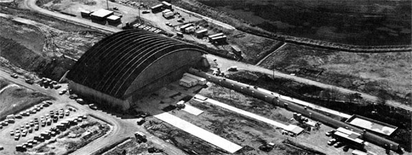 An aerial view of the Detector Building