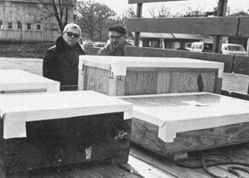 Bob Adams (L), Safety, Bill Thomas, Proton, check in beryllium shipment