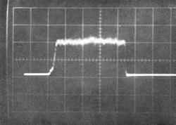 A photo of the early accelerated proton beam from NAL's pre-accelerator: 200 milliamperes during 80 microseconds pulse