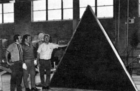 (left to right) Steve Barath, Norm Engler, John O'Meara give final check to an assembled panel