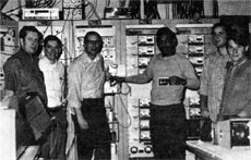 Victory in RF bldg. (L to R) Stan Tawzer, Lin Winterowd, Jim Griffin, K.C. Cahill, John Reid, Allan Fogle